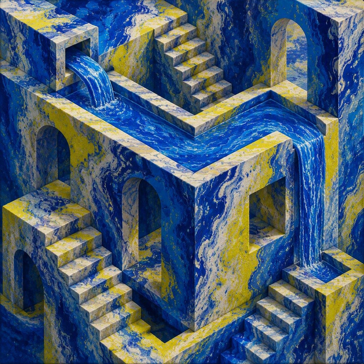 Cascade Citadel — AI-influenced artwork by Chris Broussard